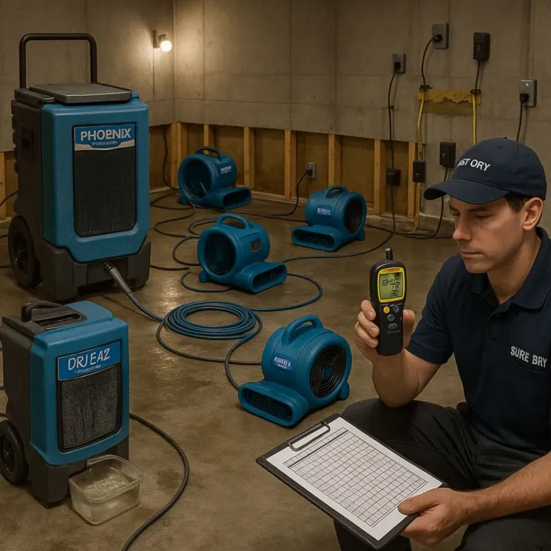 Structural Drying and Dehumidification process in Lone Tree, IA